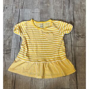 Carter’s Girls Yellow Striped Heart Peplum Short Sleeve Top Size 4T